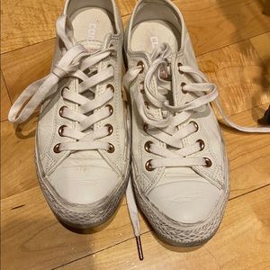 Leather white converse